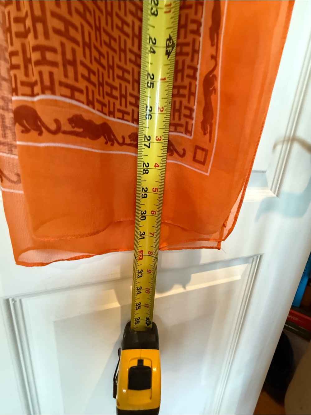 Orange Patterned Silk Scarf - Picture 6 of 6